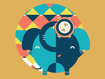 Tambolephant colors elephant illustration simple tambourine