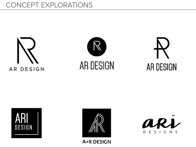 ARI Designs - Concept explorations ari designs black and white branding identity interiors logo logo design minimal