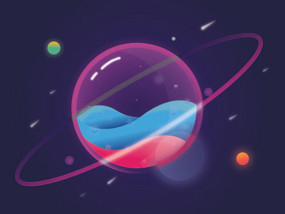 Planet with some Pizzazz! design first dribbble shot glow gradient gradient design illustration planet space vector