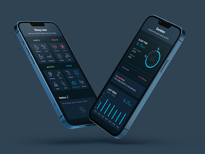 Hypnopedia App 💤 dark app dark mode design app health app interface mental health sleep app sleep tracker statistic screen ui ux ux ui