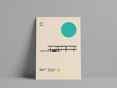 Farnsworth House Poster architecture bauhaus design illustration illustrator minimal modernism poster typography vector