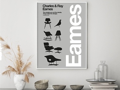 Eames Chair Collection Poster bauhaus branding eames eames chair helvetica illustrator modernism poster poster design typography vector