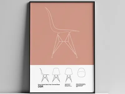 Eames DSR Chair Poster Mid Century Poster Art Print - Minimal architecture bauhaus chair design eames eames chair furniture homedecor illustration mad men midcentury modern modernism poster poster art poster design posters print vector wall art walldecor