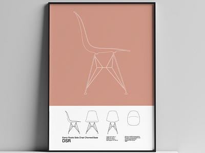 Eames DSR Chair Poster Mid Century Poster Art Print - Minimal