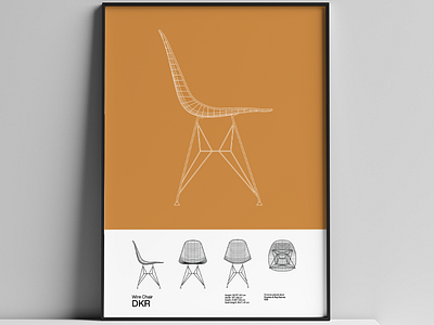 Eames DKR Chair Poster Mid Century Poster Art Print - Minimal bauhaus design eames eames chair helvetica illustration illustrator minimal poster poster design print print design swiss vector