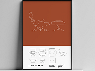 Eames Lounge Chair Poster Mid Century Poster Art Print architecture bauhaus branding chair design eames furniture graphic design helvetica illustration interior lounge midcentury minimal minimalist poster poster design print typography walldecor