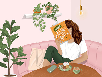 Stay Connected, Not Consumed - Ilustration calligraphy and lettering artist design editorial illustration food illustration girl illustration illustration lettering plants procreate