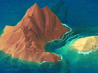 Island 3d island isometric ocean polygons