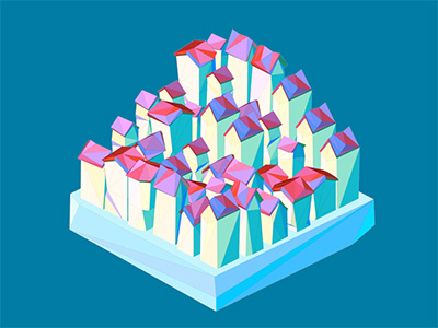 Block 3d city isometric polygons