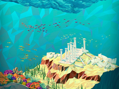 Reef 3d atlantis illustration isometric neonmob ocean polygons reef