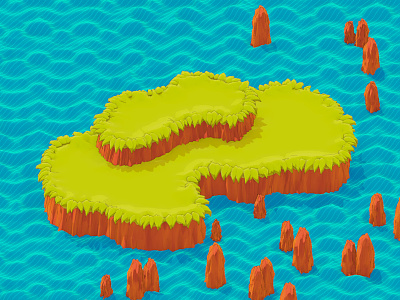 Island 3d cell shaded island isometric