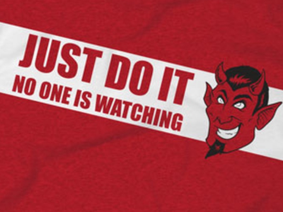 Motivational t-shirt design - the devil thinks you should do it!