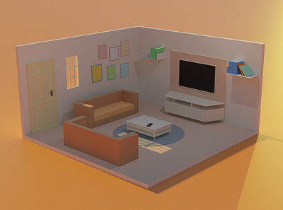 Low poly Living Room blender3d lowpoly lowpoly3d lowpolyart