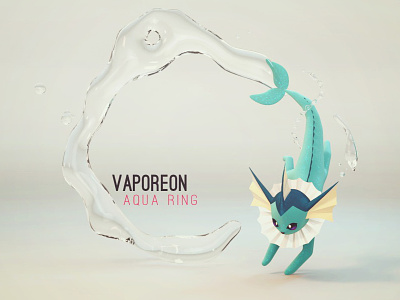 Vaporeon Aqua Ring 3d c4d cinema 4d eeveelution pokemon vaporeon wallpaper water