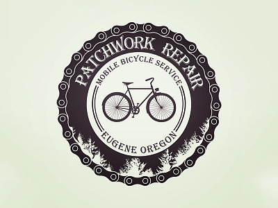 Patchworks Logo bike eugene gear graphic design illustration logo minimal oregon stamp