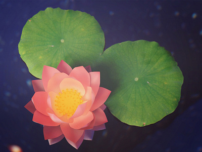 Starry Lotus pond 3d blue cinema 4d graphic design green illustrartion lilly lotus minimal painting pink water