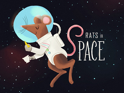 Rats In Space cheese drawing graphic design illustration mice sketch space stars tea typography