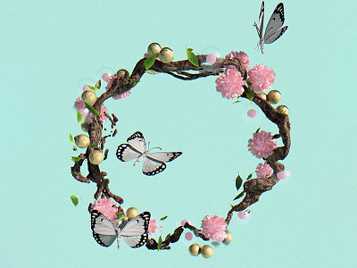 Butterfly Ring 3d butterfly c4d flower graphic design minimal spring