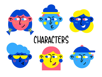 characters avatars boys characterdesign characters face funny girls happy illustration people