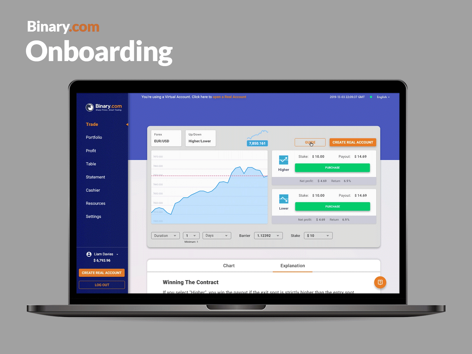 Binary.com Onboarding adobe xd onboarding trade ui ux website