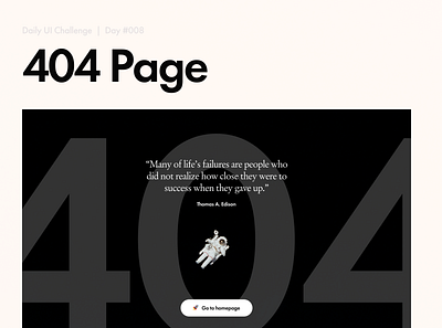 404 Page — Daily UI #008 design error error 404 error message minimal quote rocket space ui