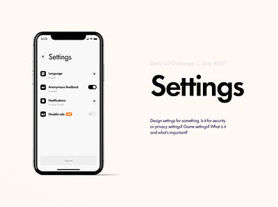 Settings — Daily UI #007 app app design app ui design minimal settings ui ux