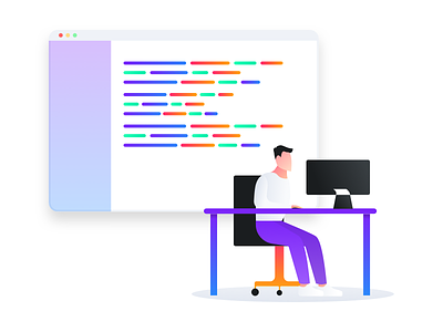 Fully Managed Service client code coding design flat flat design fully gradient graphic illustration manage managed service sketch