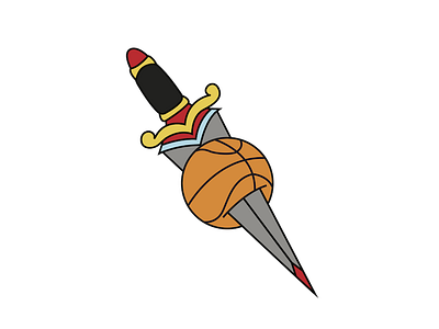 Straight Through The Heart basketball bball dagger traditional tattoo