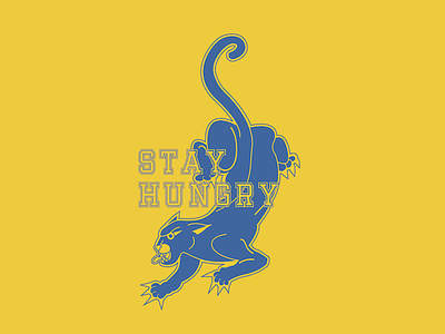 Stay Hungry blue college panther traditional tattoo yellow