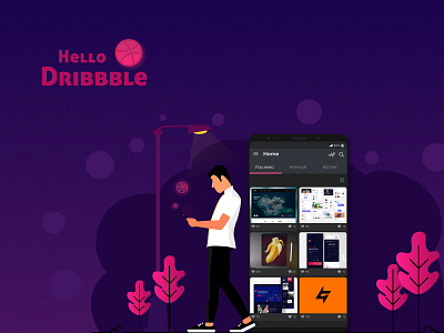 Hello Dribbble chennai design hello hello dribble illustration mobile mode night ui web