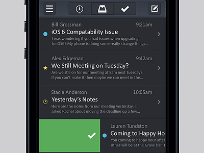 Mailbox Night app clean email iphone mail mailbox ui