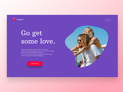 Matcha - Dating App - Landing Page dating app landing page school project