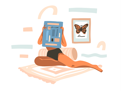 Butterfly abstract adobe draw art butterfly cartoon character design digital girl illustration illustrator ipad pro people quarantine reading vector