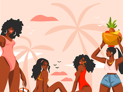 Black honey abstract adobe draw african american beach cartoon creative market digital digital illustration flat girl illustration ipad pro people people character summer summertime vector woman