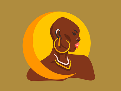 Moon eclipse abstract adobe draw african woman art cartoon design digital digital art girl golden illustration ipad pro moon moonlight people portrait vector vector illustration woman portrait