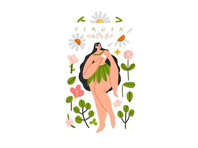 Virgin nature abstract art boho cartoon character design design drawing feminine graphic design illustration ipad pro logo nature people procreate vector woman