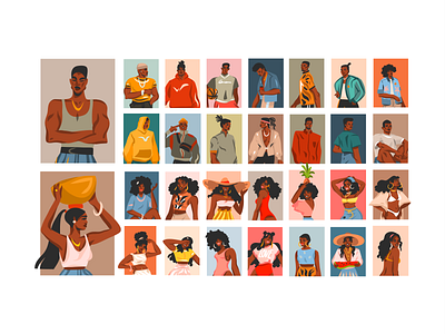 African american people avatar set abstract african american art avatar branding cartoon character design design flat graphic design illustration logo man people people group ui vector woman