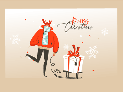 Merry Xmas art christmas cozy deer gift box happy new year holidays hygge merry christmas minimal people winter xmas