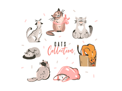 Cats collection abstract anmals art cartoon cat cat illustration cat kitten cats cute animals design drawing illustration purr