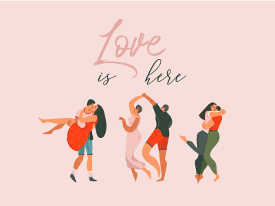 Love Is Here adobe illustrator art artistic cartoon character art couple couples dance dancing design drawing hug illustration love people valentine valentine day