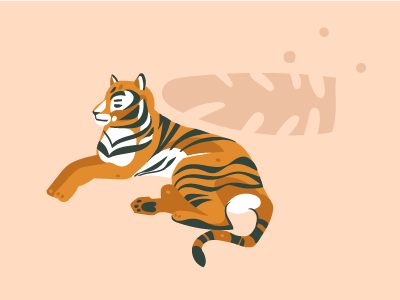 Tiger 2 abstract animal animal art art cartoon character design digital digital 2d flat flat design floral illustration illustrator safari simple style tiger tropical vector