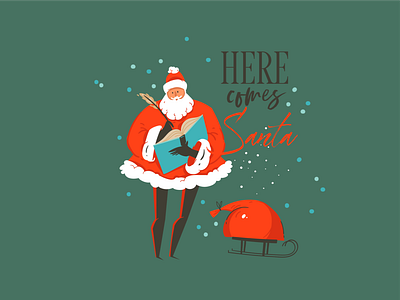 Santa abstract art cartoon characters design illustration merry christmas people santa claus vector vectorart winter