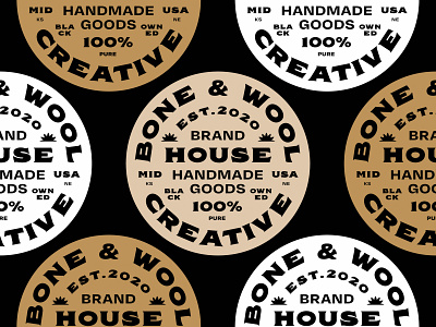 Bone & Wool Badge brand identity branding design illustration midwest type