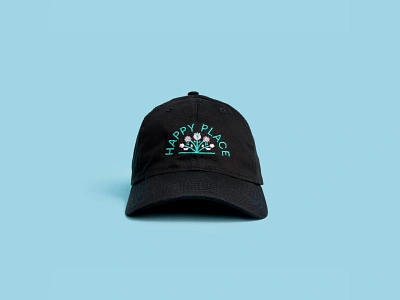 Happy Place Hat art badge blue branding design floral flower hat illustration swag