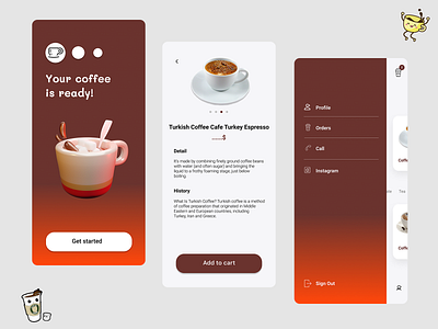 Cafe online menu app app design cafe coffee coffee shop coffeeshop menu mobile online menu ui ux