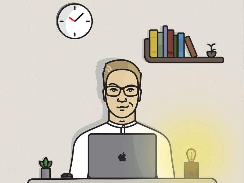 Self portrait simple flat animation self-portrait portrait design illustration