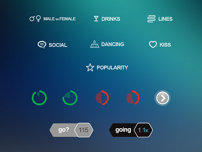 Nightlife Ui app buttons graph icon icons illustrator iphone ui