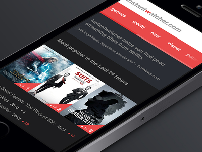 Mobile Homepage design homepage instantwatcher ios menu mobile movies netflix ui