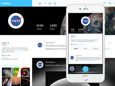 Twitter redesign | Profile page design desktop minimal mobile motion nasa profile redesign twitter ui
