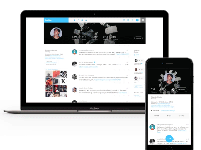 Twitter redesign | Profile page animation